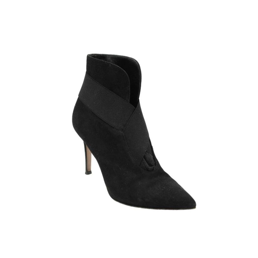 Gianvito Rossi Womens Suede Pointed Toe Cross Strap Ankle Boots Black Size 35 5